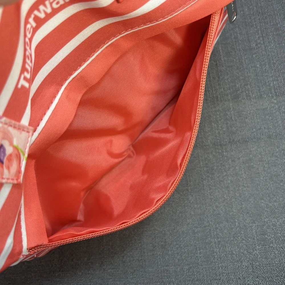 Tupperware Peach/Pink Floral Lunch Insulated Tote Bag with Soup Sandwich & Cup